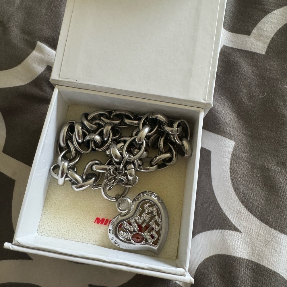 Miss Sixty stainless steel silver/red chain necklace unworn in perfect condition